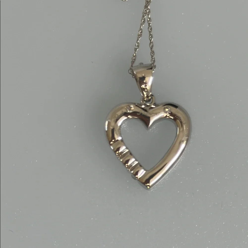 Diamonds 14k real solid gold Heart Necklace